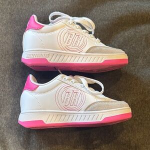 Kids White and Pink Wheelie Sneakers